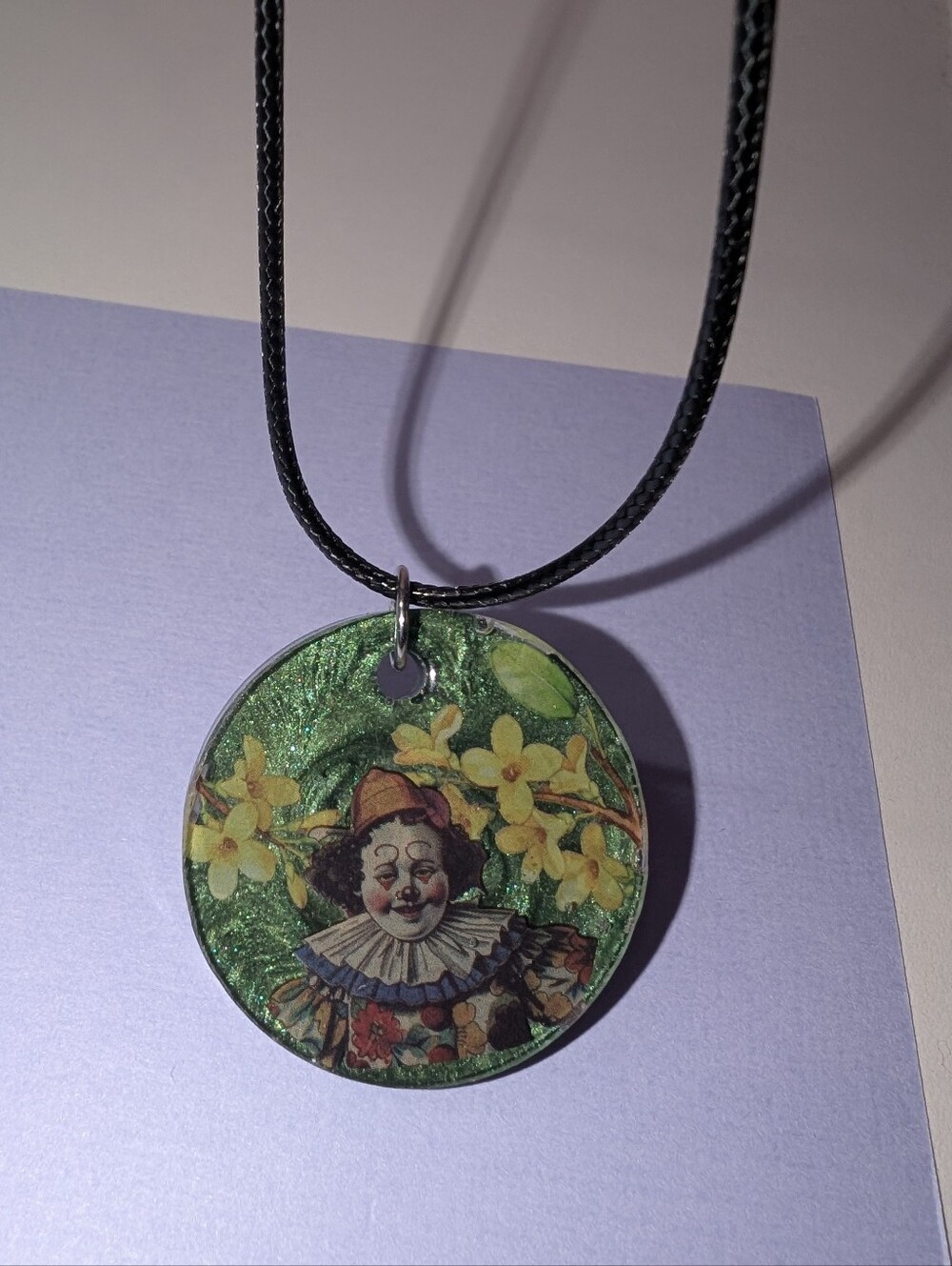 Handmade Clown Pendant Necklace